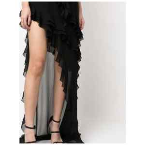 Alessandra Rich Ruffles detail silk georgette evening dress