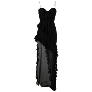 Alessandra Rich Ruffles detail silk georgette evening dress