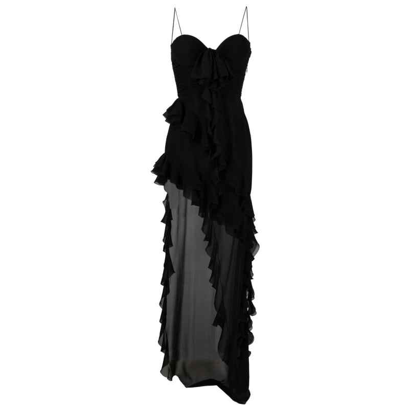 Alessandra Rich Ruffles detail silk georgette evening dress