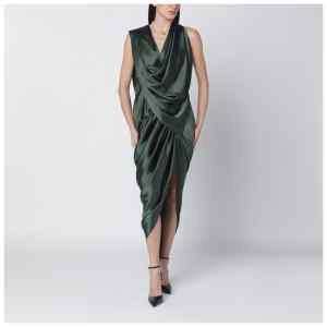 Vivienne Westwood Green satin draped midi dress