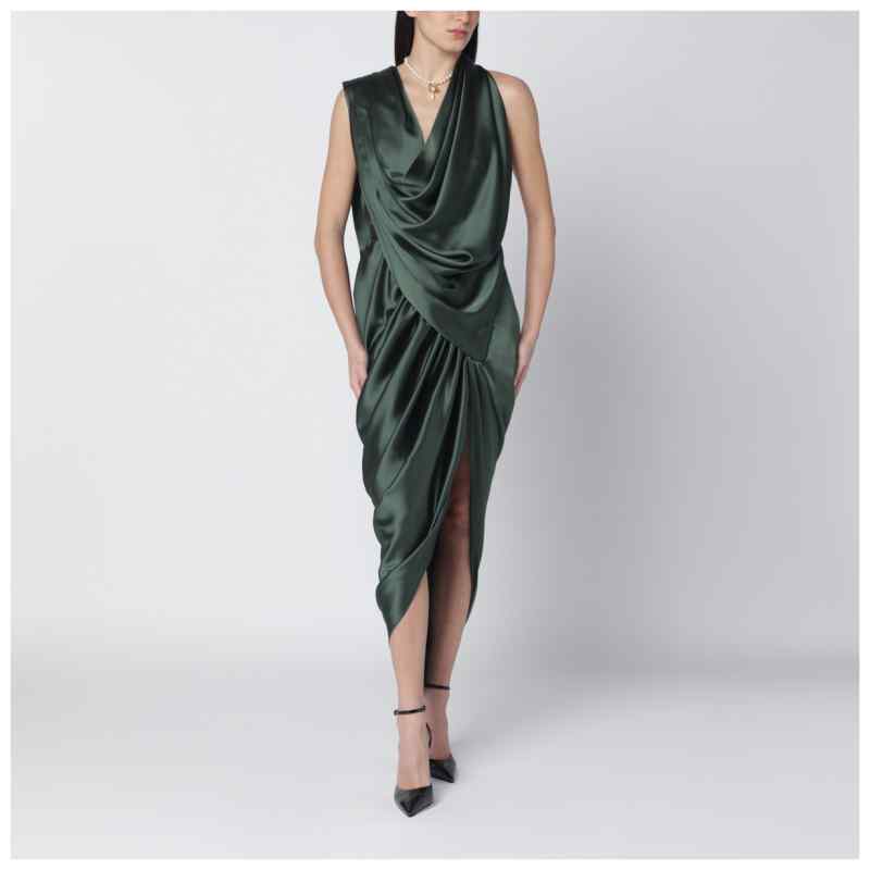 Vivienne Westwood Green satin draped midi dress, theFeinheit