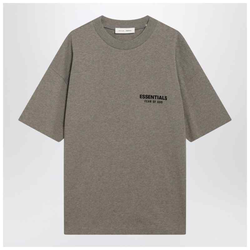 Fear of God Essentials Grey m&eacute;lange T-shirt with logo print, theFeinheit