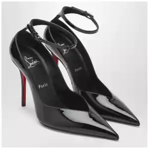 Christian Louboutin Black patent leather Erozee pumps with ankle strap