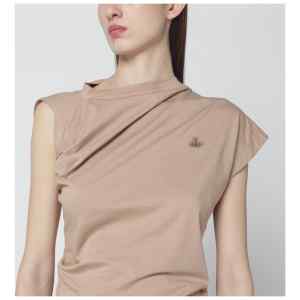 Vivienne Westwood Beige asymmetric T-shirt with Orb logo