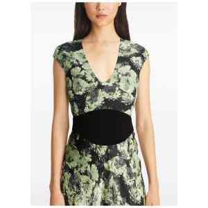 Tory Burch U-neck cap sleeves mid-length Printed midi dress