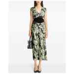 Tory Burch U-neck cap sleeves mid-length Printed midi dress