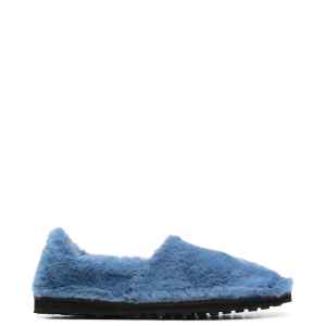Marni Blue Faux Fur Slip-On Loafers
