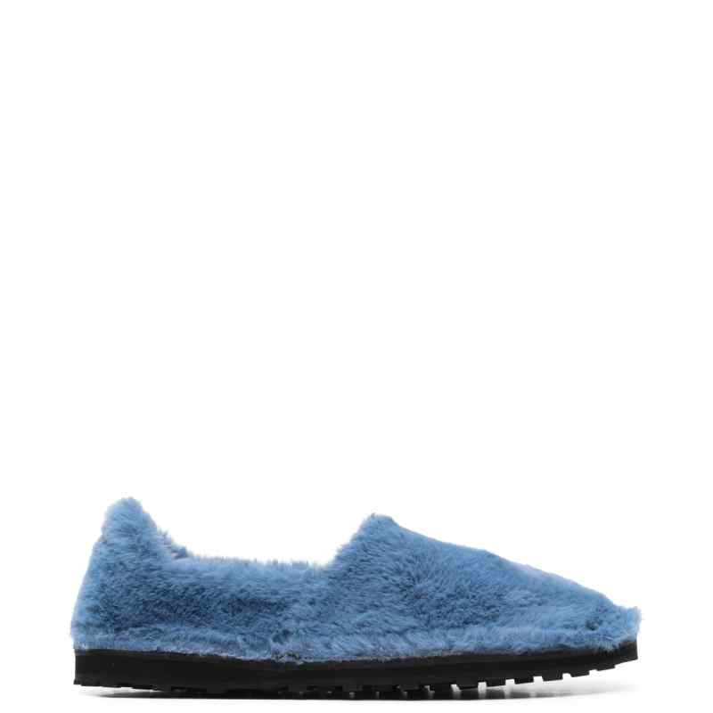 Marni Blue Faux Fur Slip-On Loafers