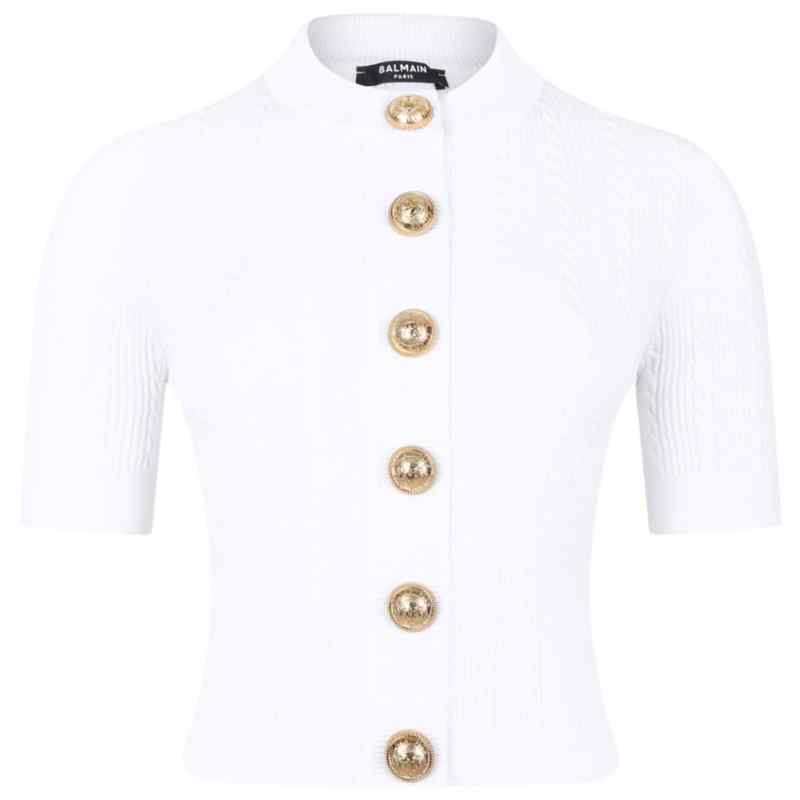 Balmain Ribbed buttoned top