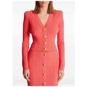 Balmain Long-sleeved twisted knit cardigan