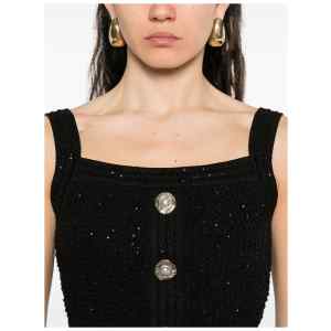 Balmain Black Sleeveless Tops