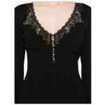 Self-Portrait Lace-trimmed ribbed top