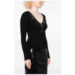 Self-Portrait Lace-trimmed ribbed top