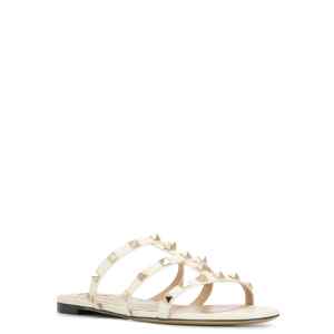 Valentino Garavani Rockstud Laminated Nappa Slide Sandal