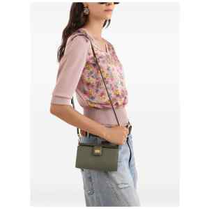 Dolce & Gabbana- plongé calfskin phone bag in olive green