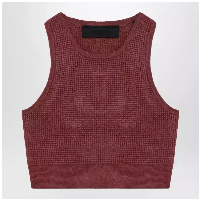 Fear of God Essentials Sporty burgundy honeycomb tank top