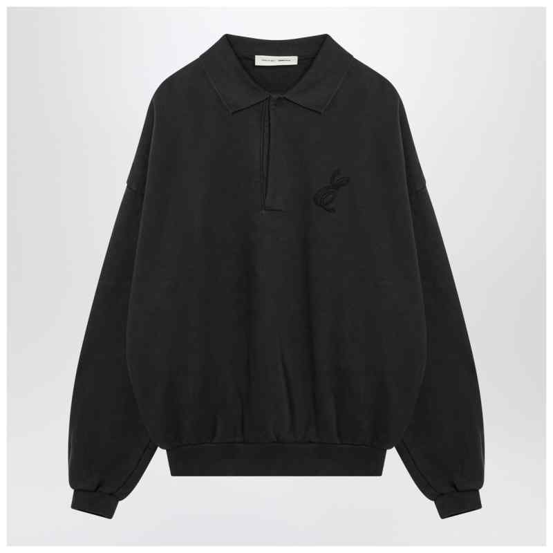 Fear of God Essentials Black washed polo sweatshirt, theFeinheit