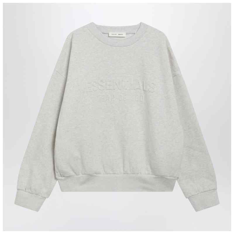 Fear of God Essentials Light grey mélange crewneck sweatshirt with logo Fear of God Essentials Light grey mélange crewneck sweatshirt with logo, theFeinheit
