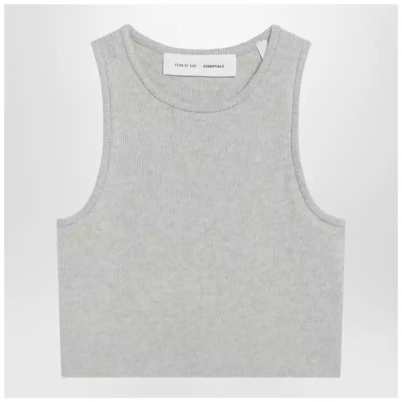 Fear of God Essentials Ribbed greige cropped top