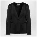 the garment Black single breasted cotton blend jacket