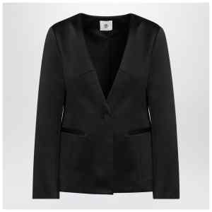 the garment Black single breasted cotton blend jacket