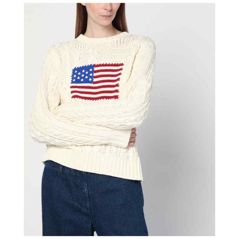 Polo Ralph Lauren Cream-colored sweater with flag detail, theFeinheit