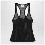 Courrèges Black mesh tank top in cotton
