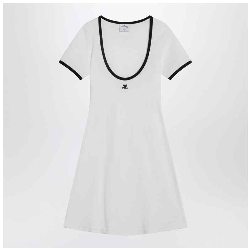 Courr&egrave;ges Black/white mini dress in cotton, theFeinheit