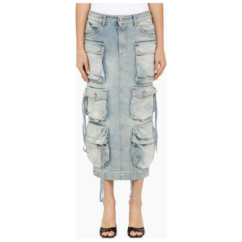 The Attico Blue denim cargo midi skirt, theFeinheit