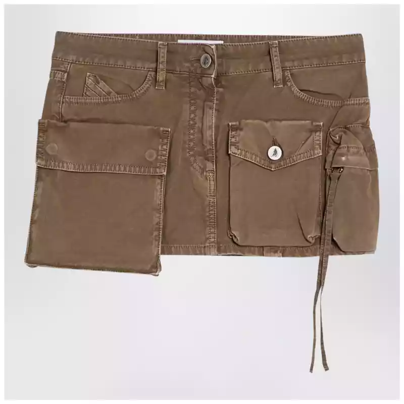 The Attico Fay khaki cargo miniskirt