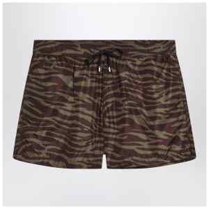 The Attico Zebra shorts in khaki/brown nylon