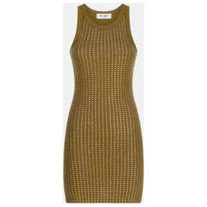 The Attico Military green mini dress with rhinestones