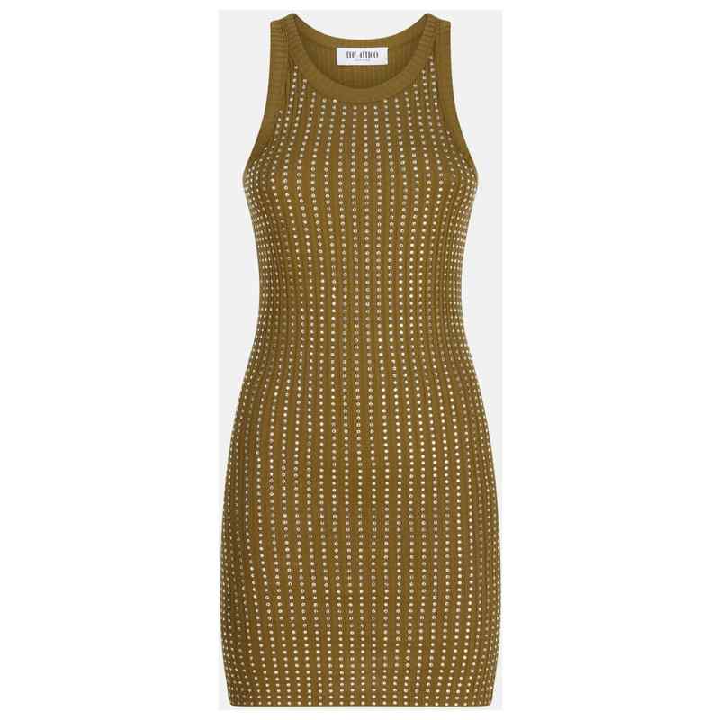 The Attico Military green mini dress with rhinestones, theFeinheit