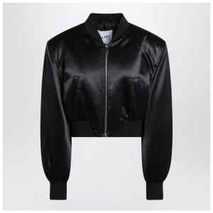 The Attico Black shiny cropped bomber