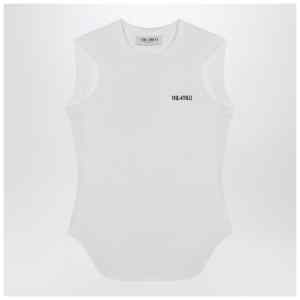 The Attico White tank top with shaped hem