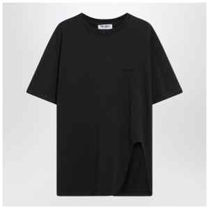 The Attico Black washed T-shirt with shaped hem