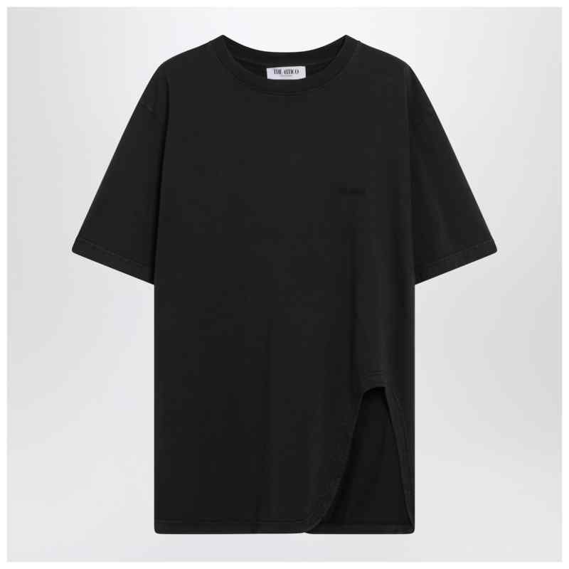 The Attico Black washed T-shirt with shaped hem, theFeinheit