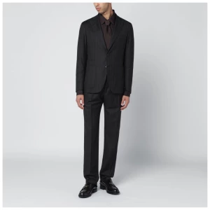 Tagliatore Brown striped single-breasted wool suit