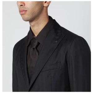 Tagliatore Brown striped single-breasted wool suit