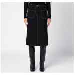 Courrèges Black denim midi skirt