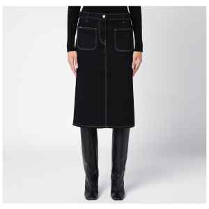 Courrèges Black denim midi skirt
