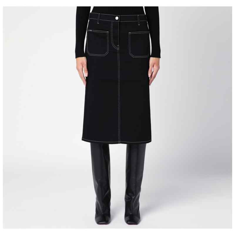 Courr&egrave;ges Black denim midi skirt, theFeinheit