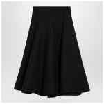 Valentino Black silk flounced midi skirt