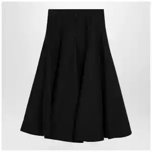 Valentino Black silk flounced midi skirt