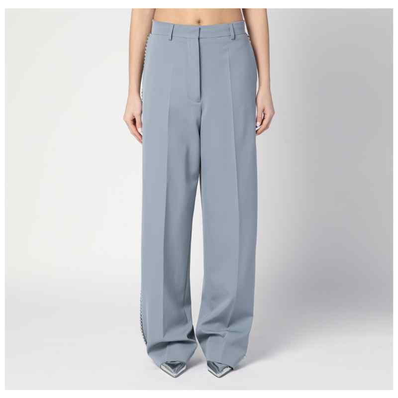 Stella McCartney Wide-leg light grey Falabella pants with chain, theFeinheit