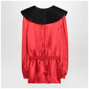 Valentino Red silk blouse with black collar