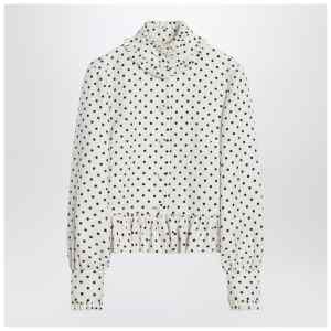 Valentino White single-breasted jacket with black polka dots