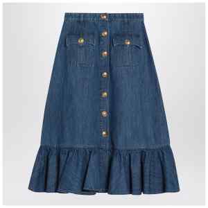 Valentino Blue denim midi skirt
