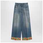 Valentino Blue washed jeans with jacquard bottoms