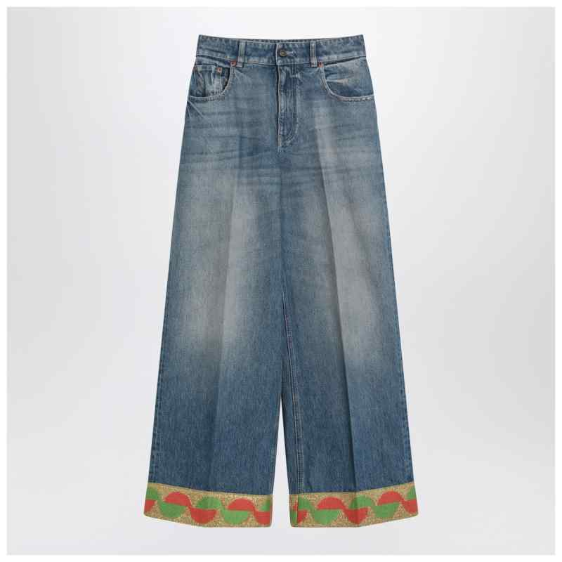Valentino Blue washed jeans with jacquard bottoms, theFeinheit
